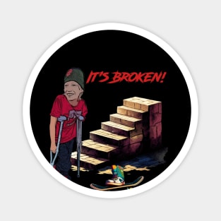 Broken Skateboarder Magnet